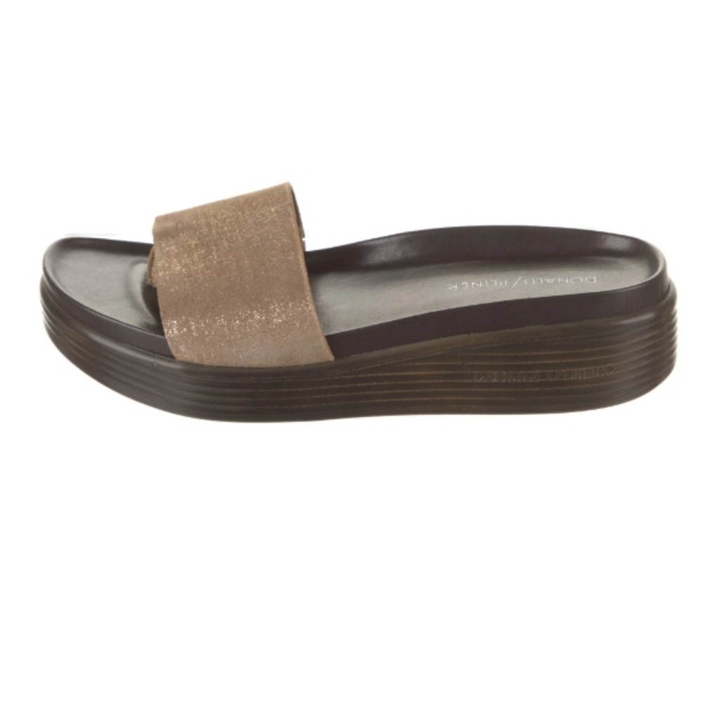 Donald Pliner (Size 10) Bronze Metallic "Fiji" Thong Slide Platform Sandals